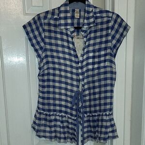 FP Movement by Free People Navy Checkered Blouse
